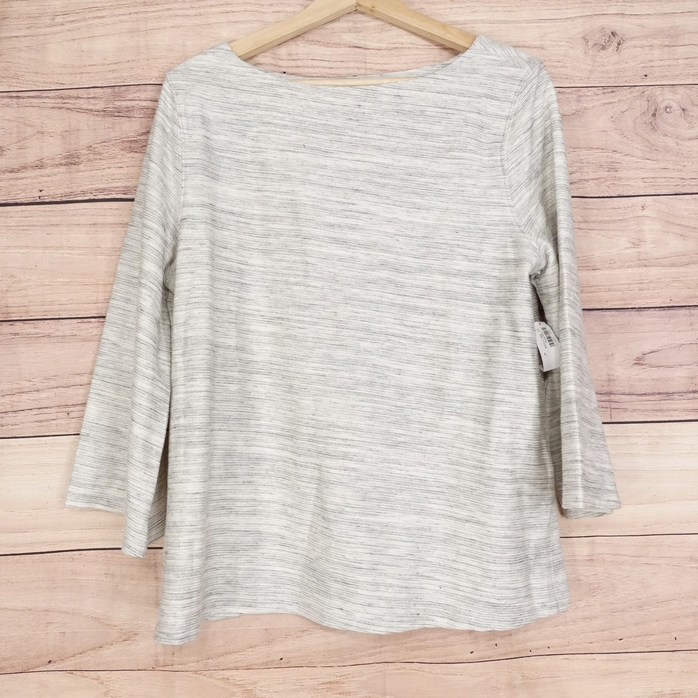 Old‎ Navy Top Womens Large Gray Striped Long Sleeve Pullover Casual Top -35
